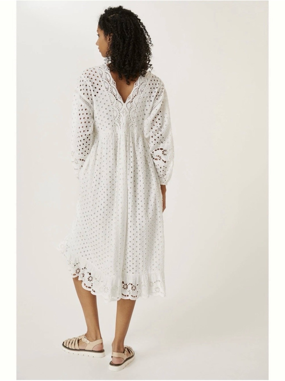 Anthropologie Forever That Girl White Lace Midi Dress Size Medium - Picture 2 of 15